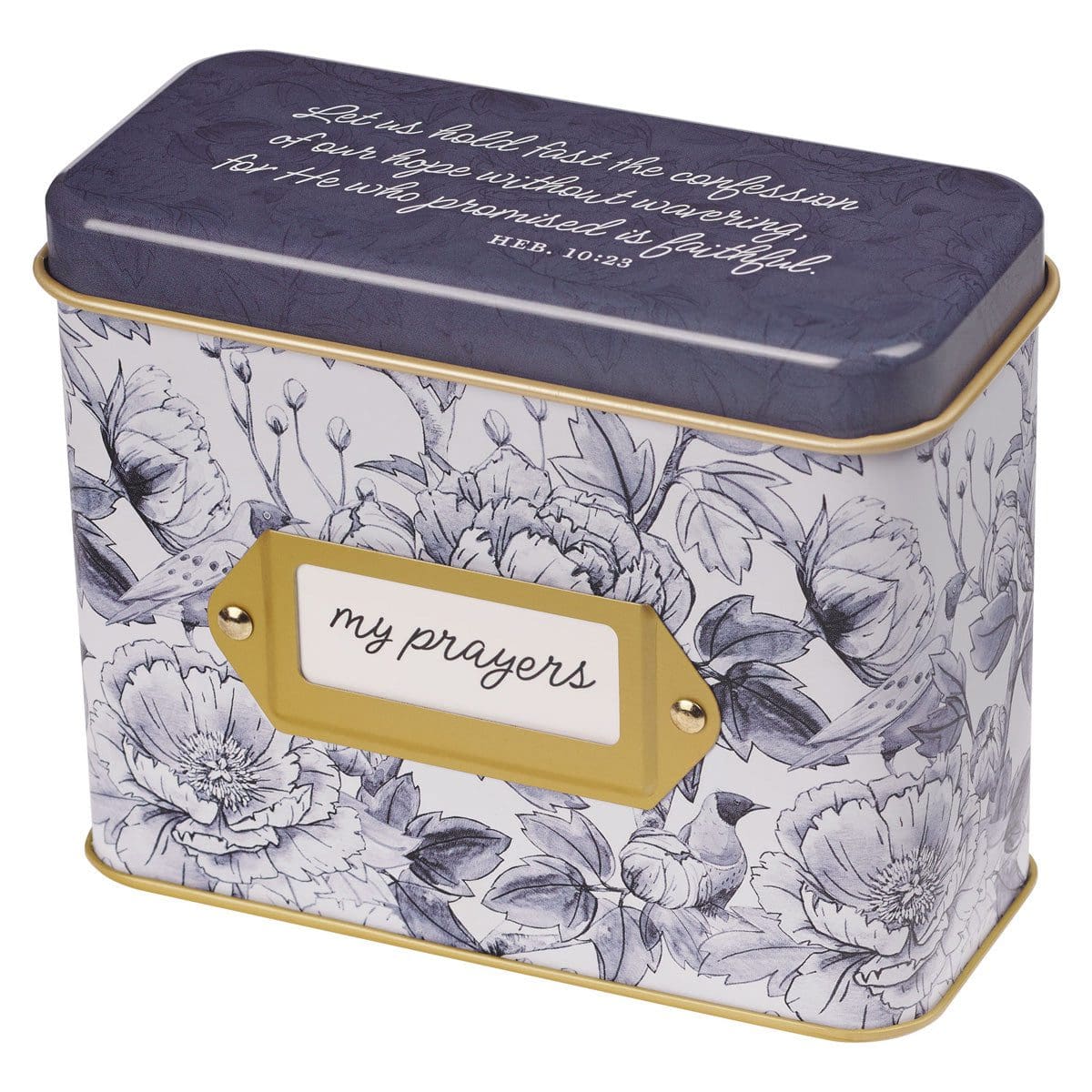 1220000327689_front My Prayers Blue Floral Promise Cards in Tin - Image 9