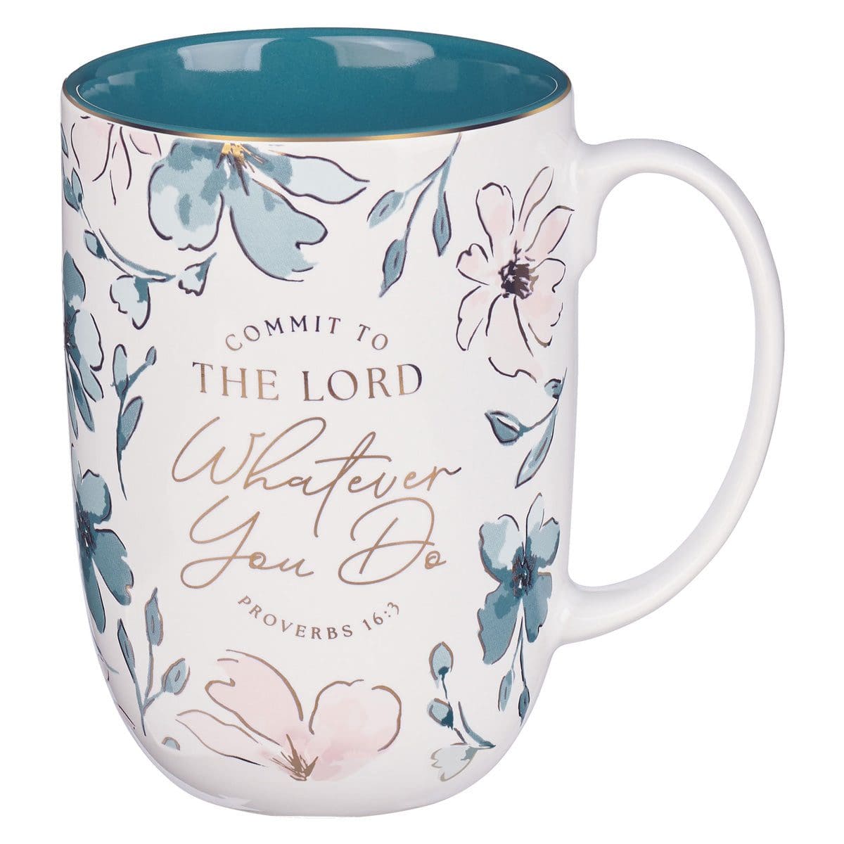 1220000328112_front Commit to the Lord Whatever You Do Ceramic Mug with Teal Interior - Image 7
