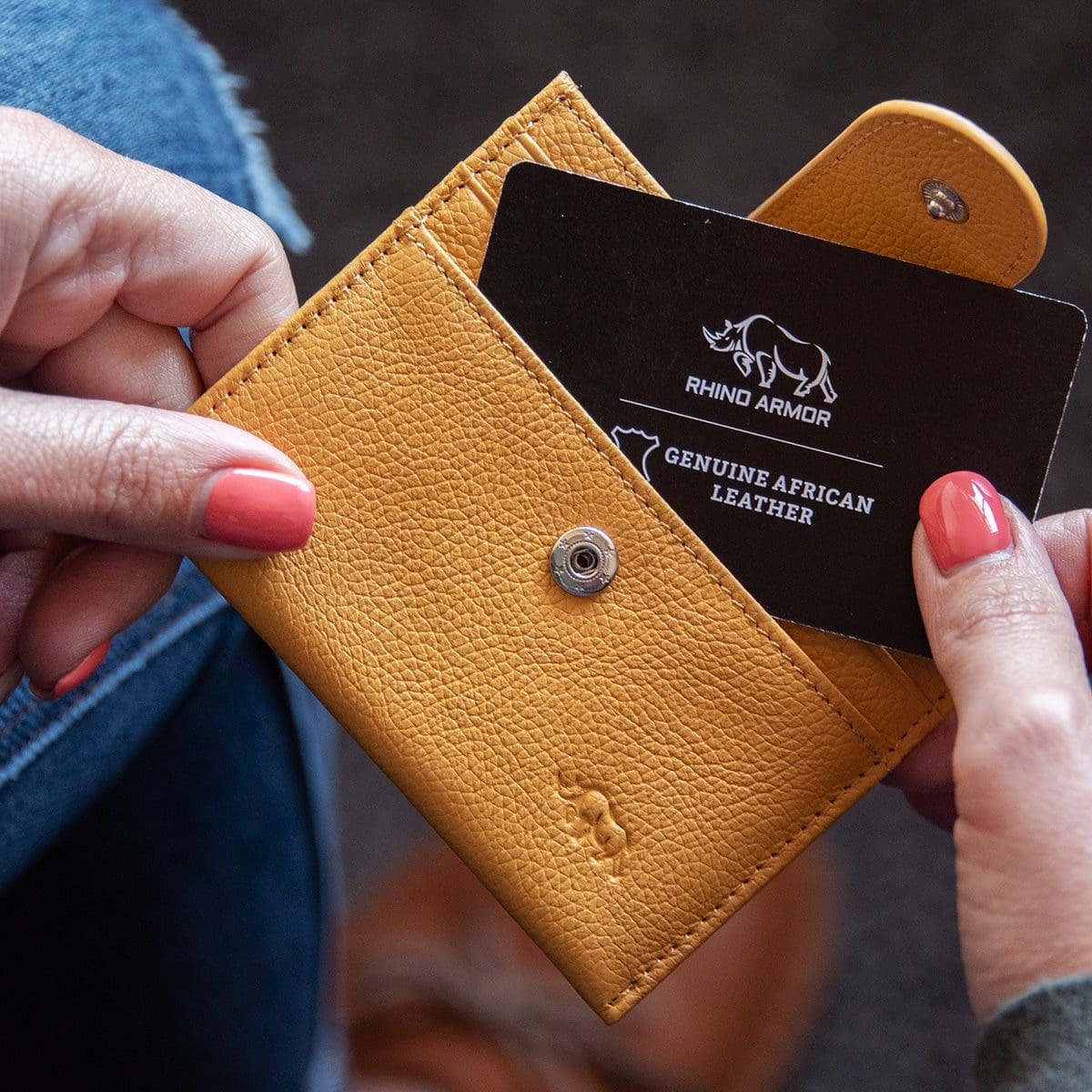 6006937162150_feature4 Genuine African Leather Yellow Wallet With Clip Closure - Image 23