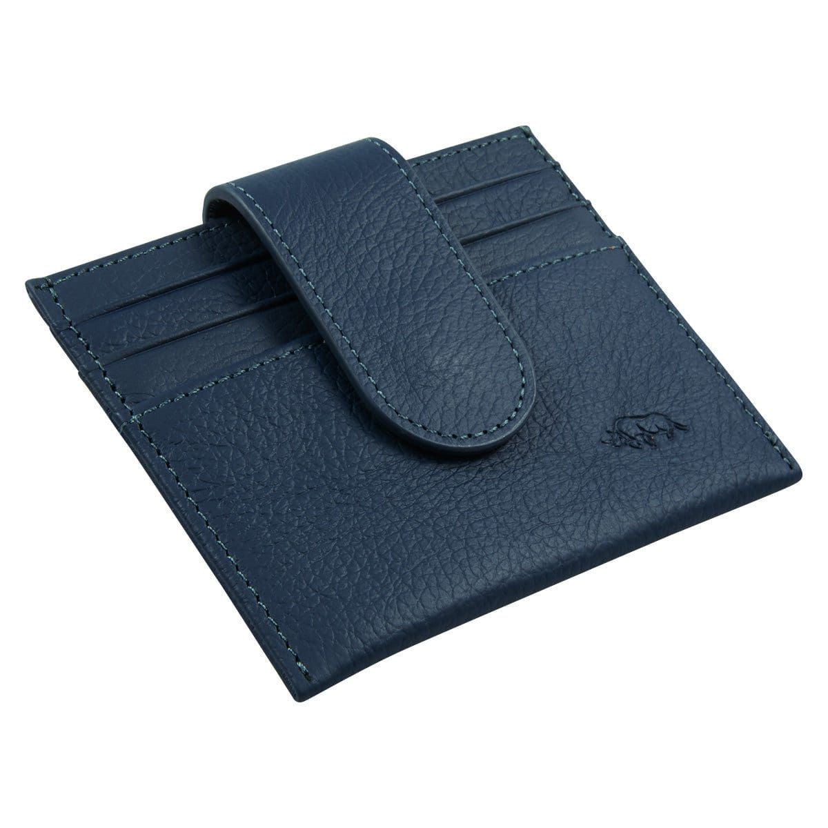 6006937162198_feature1 Genuine African Leather Blue Wallet With Clip Closure - Image 19