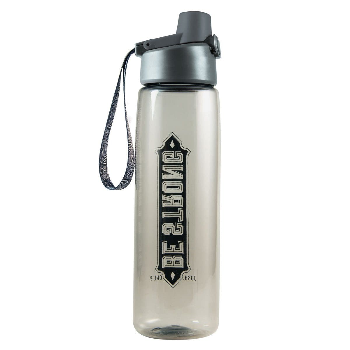 6006937162396_back Be Strong Black Plastic Water Bottle - Joshua 1:9 - Image 11