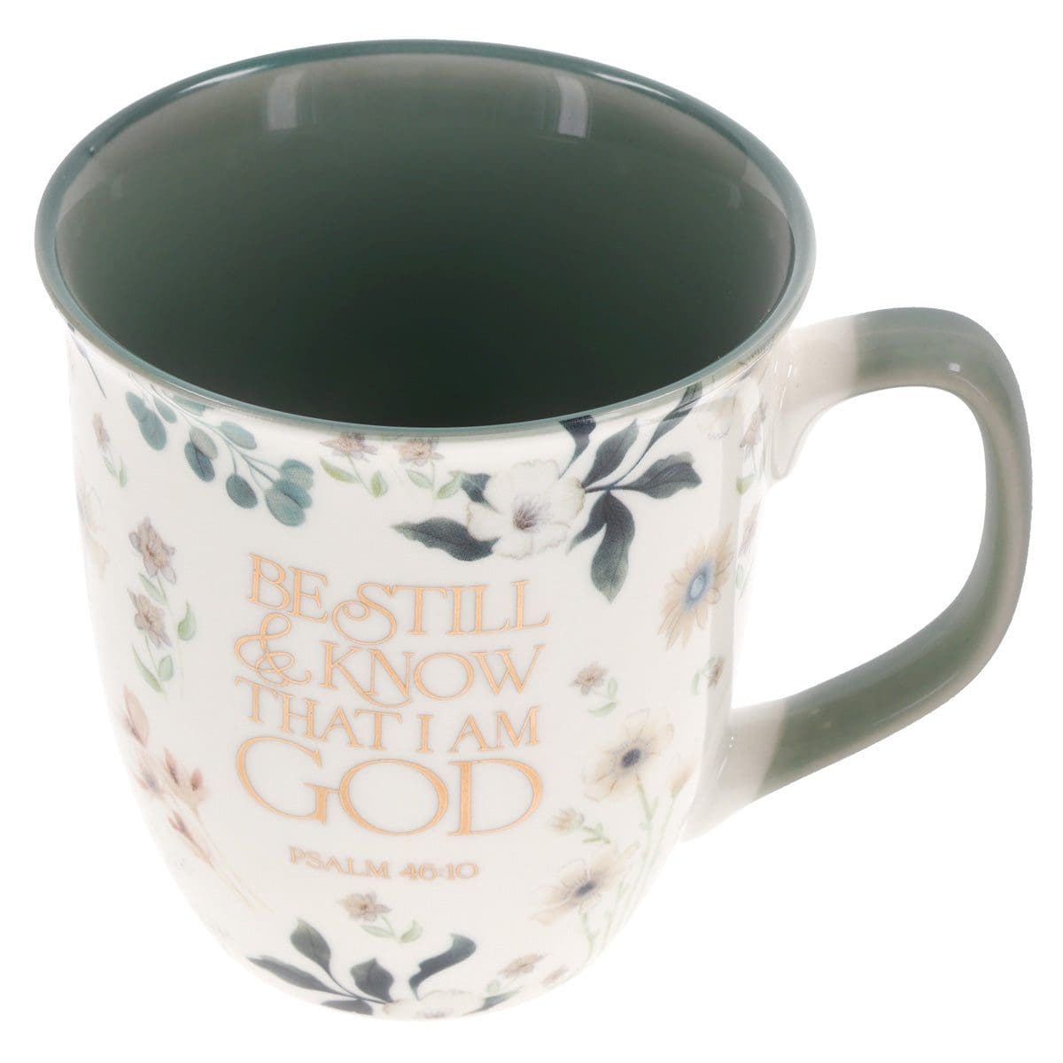 6006937168572_feature1 Be Still & Know that I Am God Ceramic Mug with Green Interior - Image 15