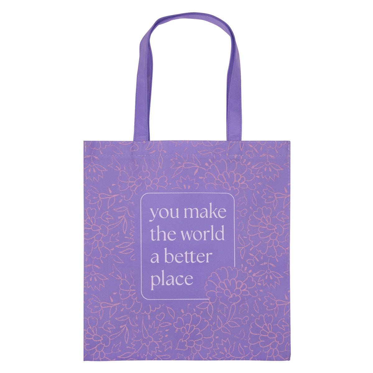 6006937169388_front You Make the World a Better Place Purple Non-Woven Tote Bag - Image 10