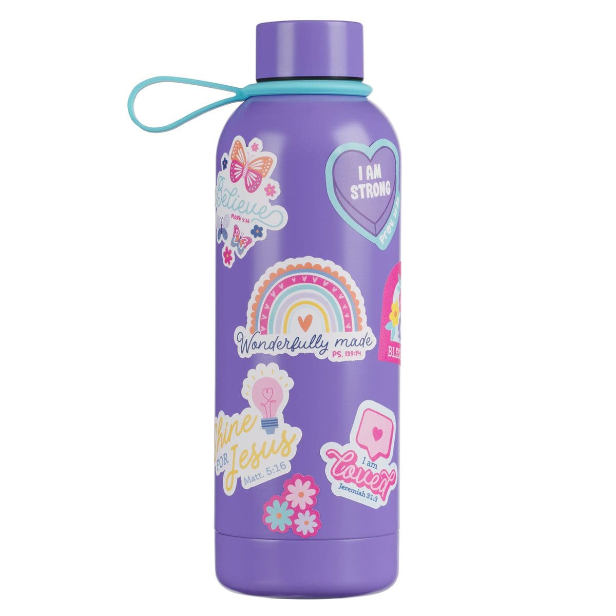 6006937170339_feature2 Wonderfully Made Purple Stainless Steel Water Bottle with Decorative Sticker Sheet - Image 19
