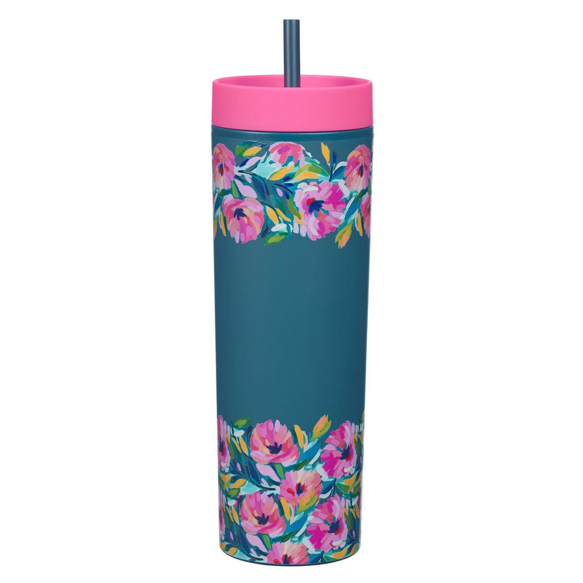 6006937171374_back Be Still & Know Plastic Travel Tumbler with Straw - Image 8