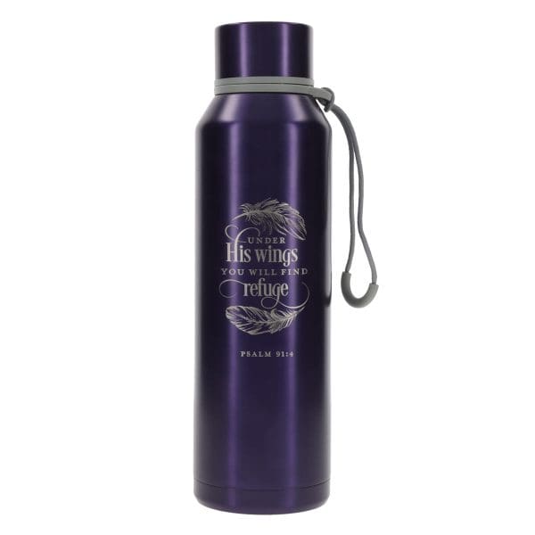 Under His Wings You Will Find Refuge Purple Stainless Steel Water Bottle - Image 7