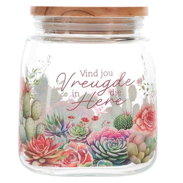 Vind Vreugde in die Here Afrikaans Glass Cookie Jar with Bamboo Lid - Image 6