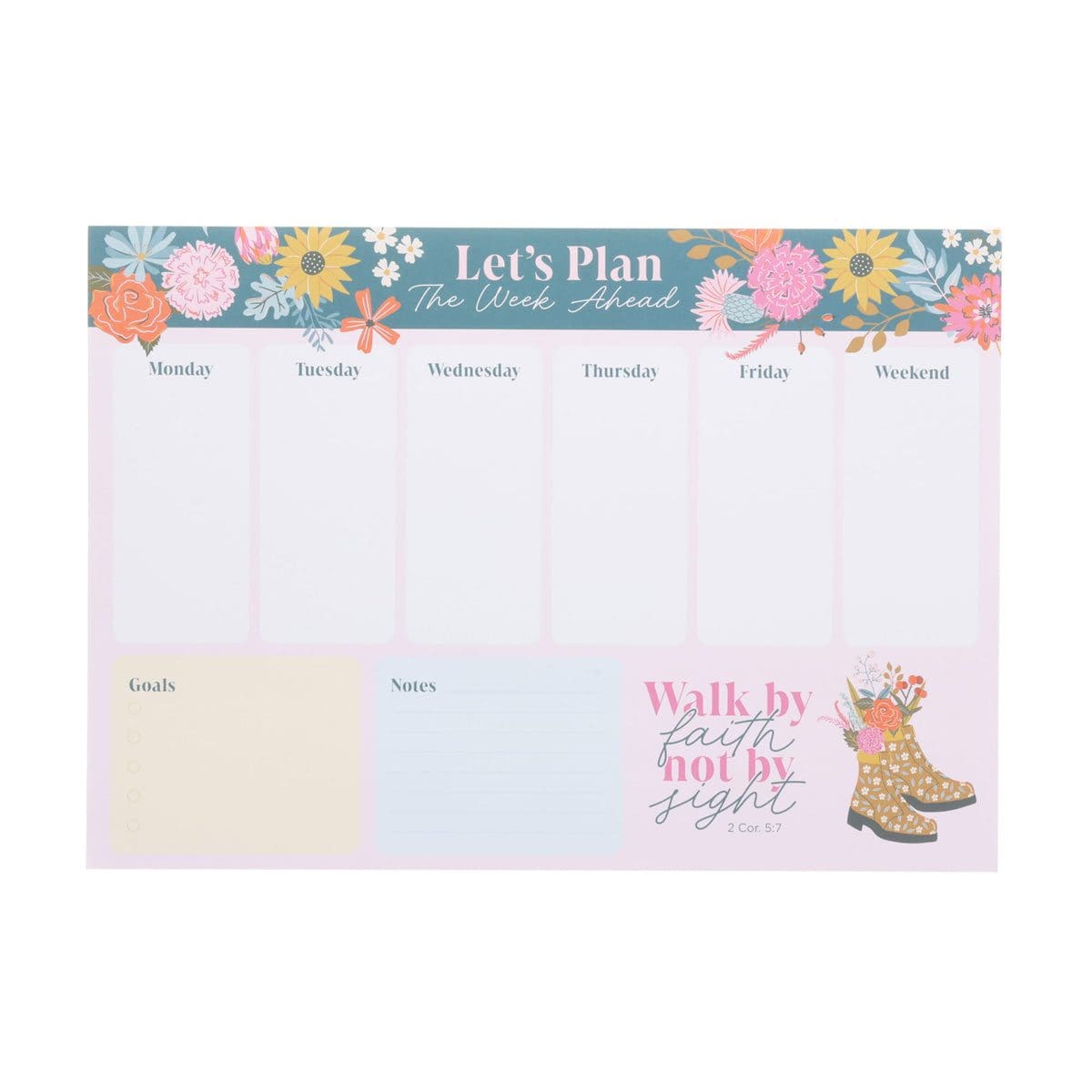 6006937173828_front A4 Weekly Desk Planner - Walk by Faith Not by Sight - Image 7