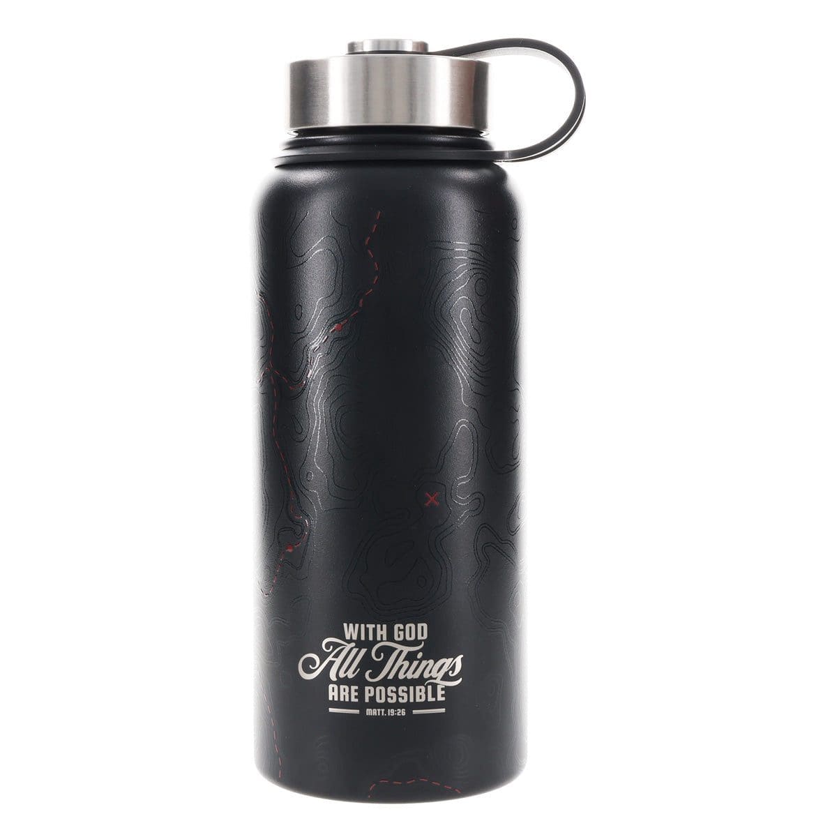 6006937174115_front With God All Things Are Possible Black Stainless Steel Water Bottle - Image 1