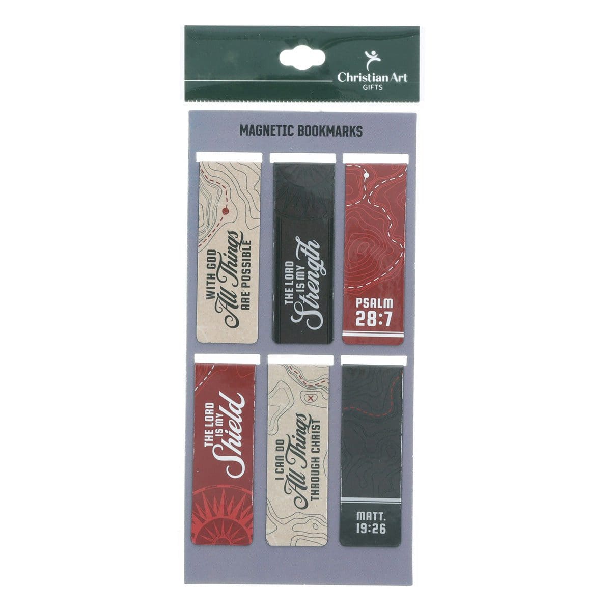 6006937174399_front With God All Things Are Possible Six-Piece Magnetic Bookmark Set - Image 1