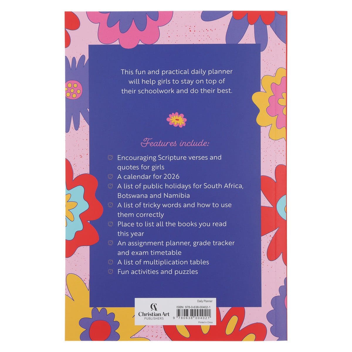 9780638004021_back_36c7e836-7826-4cf3-99ea-077d2aead0a3 2026 School Diary - Daily Planner for Girls - Paperback - Image 2