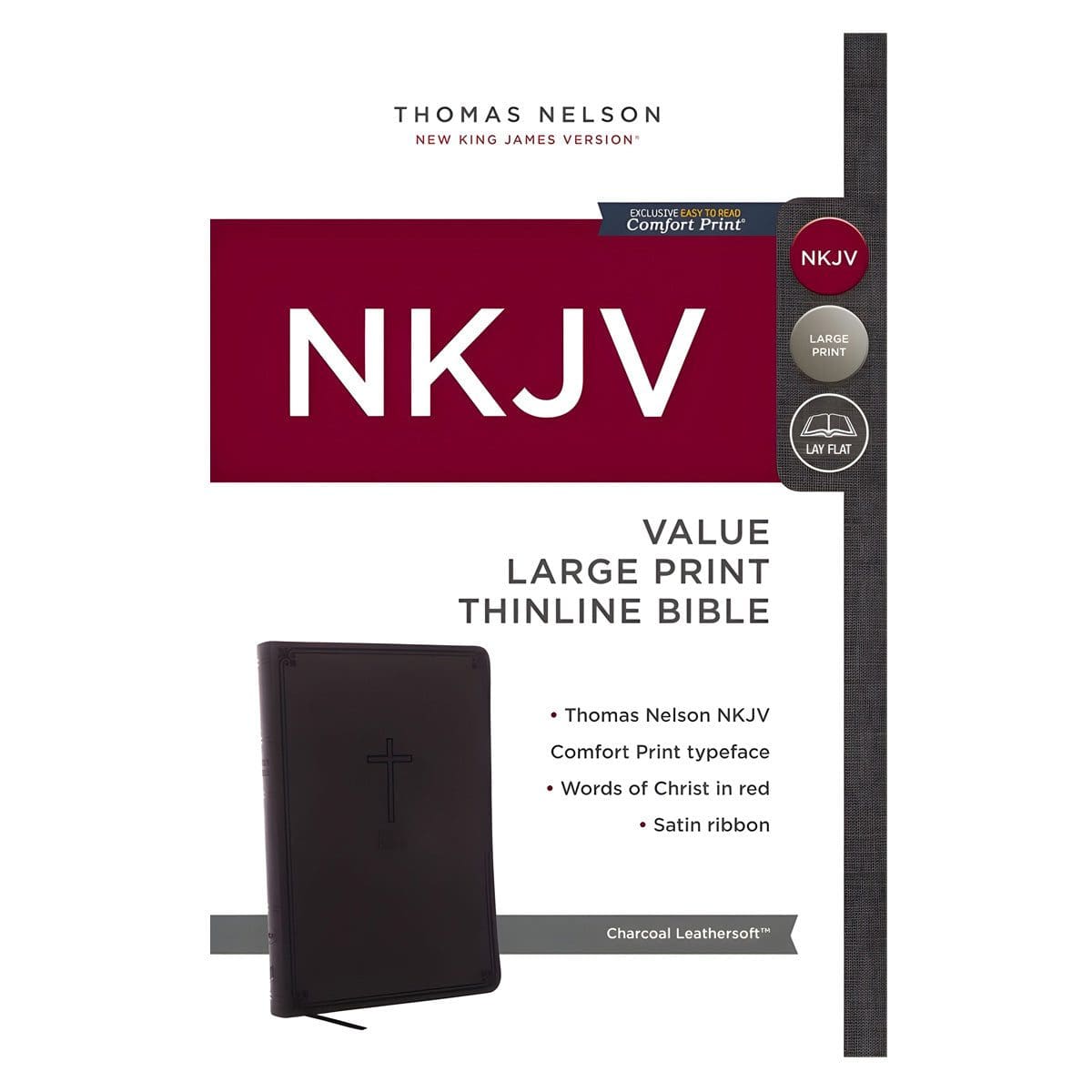 9780718075583_front NKJV Value Thinline Large Print Red Letter Charcoal (Comfort Print)(Imitation Leather) - Image 4