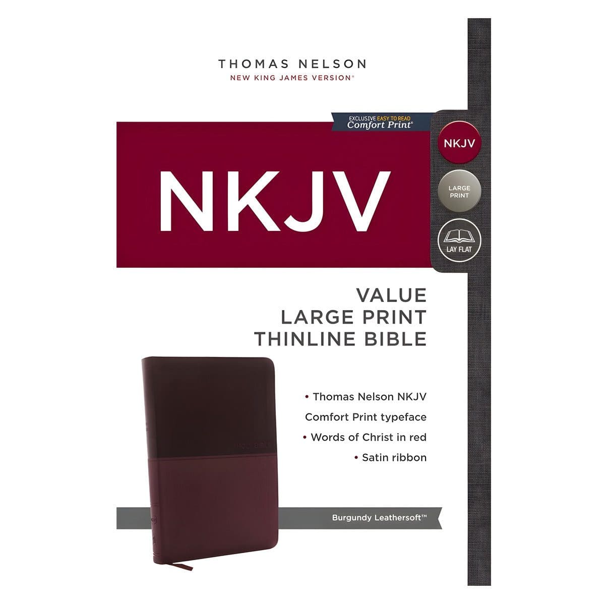 9780718075606_front NKJV Value Thinline Large Print Red Letter Burgundy (Comfort Print)(Imitation Leather) - Image 1