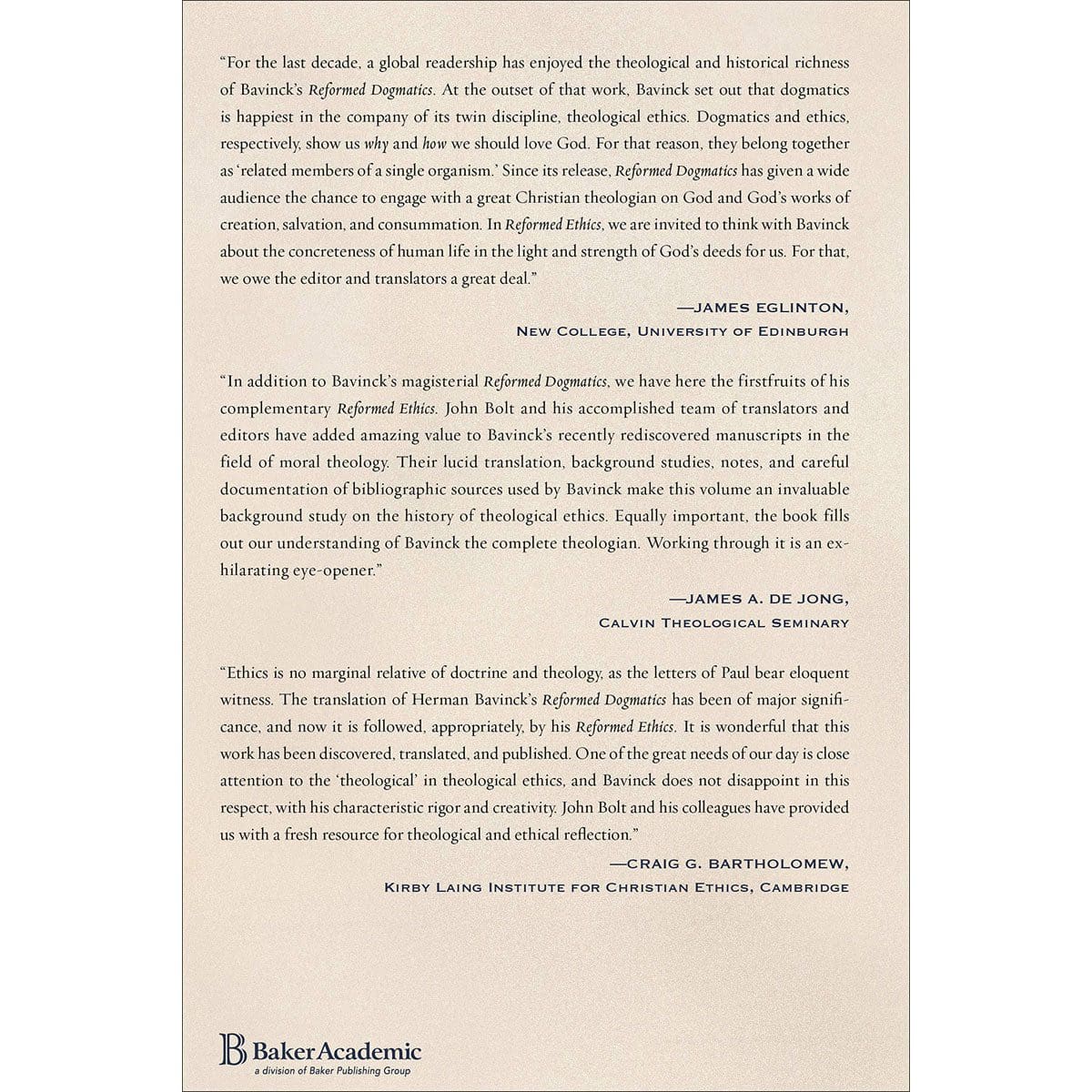 9780801098024_back Reformed Ethics: Created, Fallen, And Converted Humanity Volume 1 (Hardcover) - Image 8