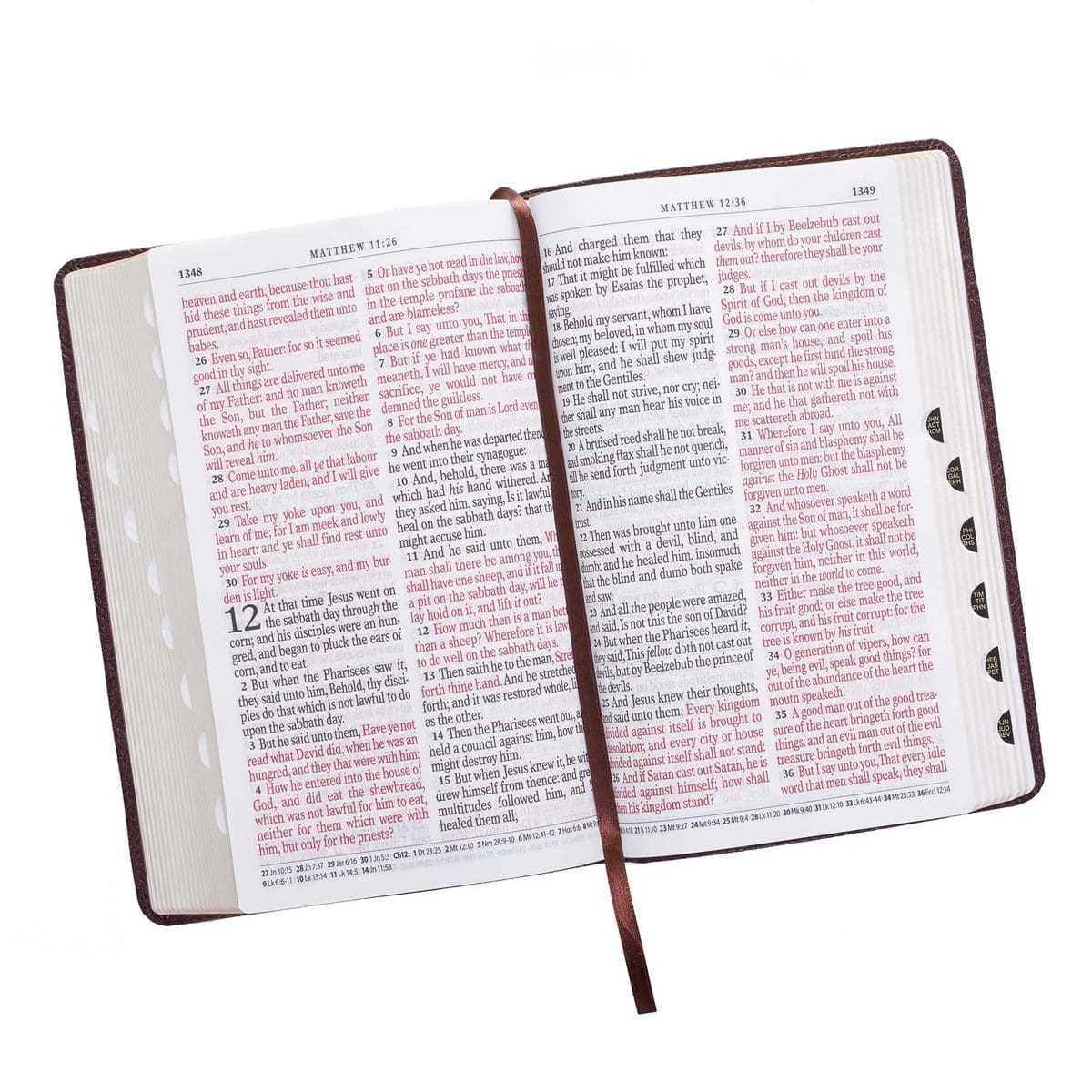 9781432117979_feature5_6e346332-c7de-4069-82db-9fd0afc1e5e7 KJV Brown Faux Leather Giant Print Standard Bible Red Letters With Thumb Indexed - Image 6
