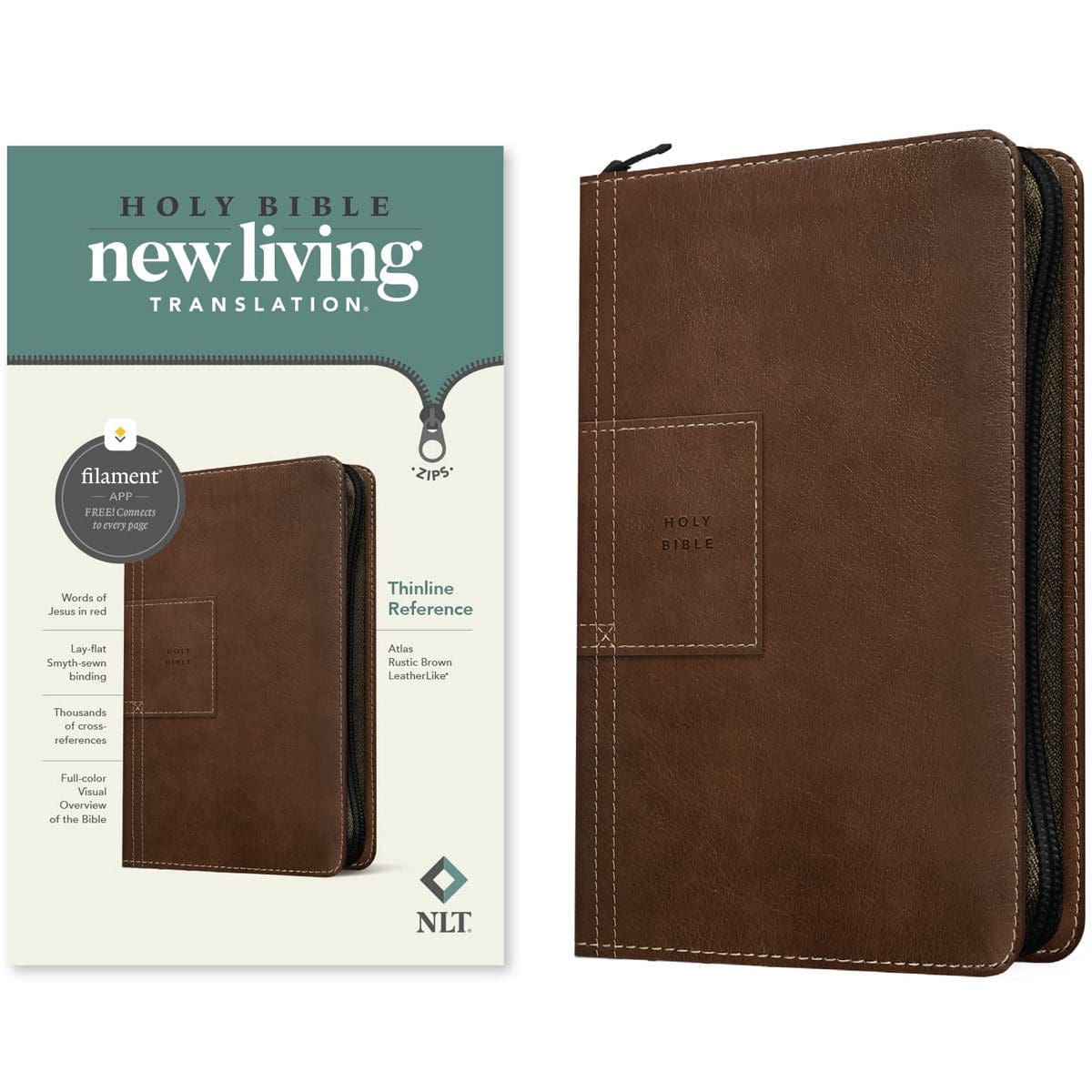 9781496466181_feature5_1429b074-f3bb-499f-9d71-91c41e22eaa8 NLT Filament Thinline Reference Bible, Rustic Brown With Zip (Imitation Leather) - Image 21
