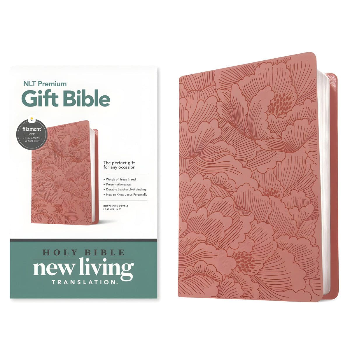9781496489821_feature1 NLT Dusty Pink Petals Imitation Leather Filament Premium Gift Bible - Image 2