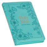 KJV Teal Floral Faux Leather Flexcover Deluxe Gift Bible With Zip - Image 22