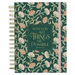 With God All Things are Possible Green Chunky Hardcover Wirebound Journal with Elastic Closure - Image 4