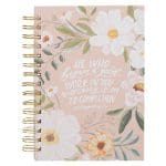 He Who Began a Good Work in You Will in You Beige Floral Large Hardcover Wirebound Journal - Image 3