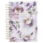 Strength and Dignity Purple Floral Large Hardcover Wirebound Journal - Image 3