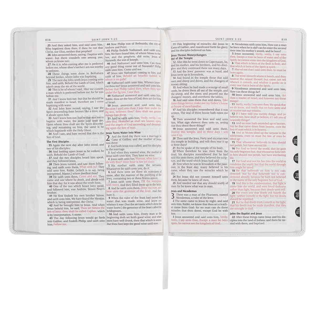 9781642724677_feature4 KJV White Faux Leather Thinline Large Print Bible With Thumb Indexing - Image 22