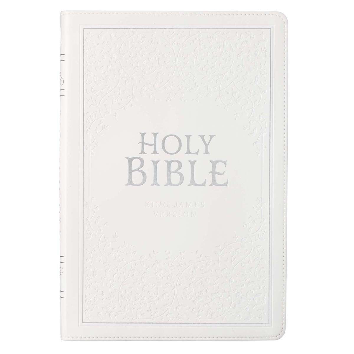 9781642724677_front KJV White Faux Leather Thinline Large Print Bible With Thumb Indexing - Image 17