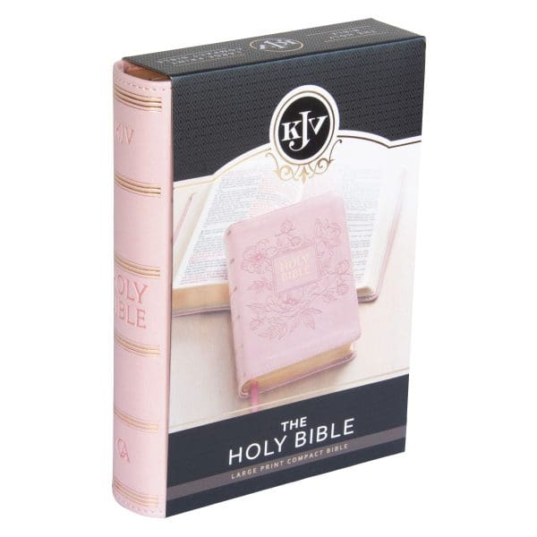 KJV Pink Floral Faux Leather Compact Bible Large Print - Image 3