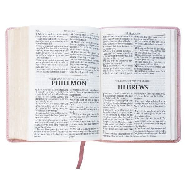 KJV Pink Floral Faux Leather Compact Bible Large Print - Image 7