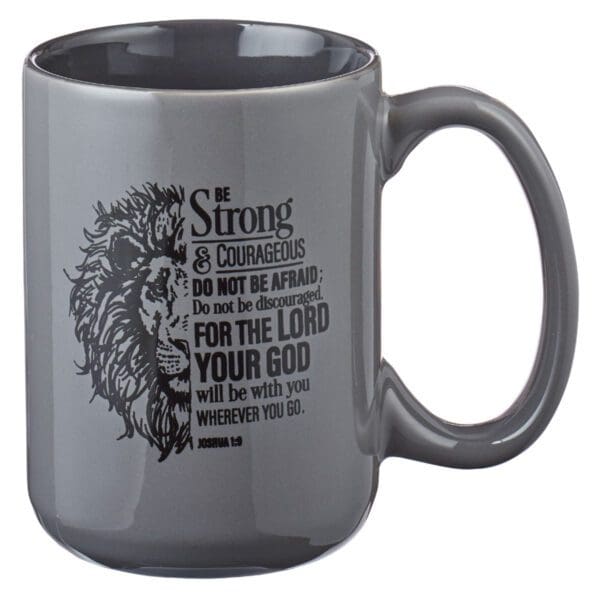 Be Strong & Courageous Grey Ceramic Mug Joshua 1:9 - Image 13