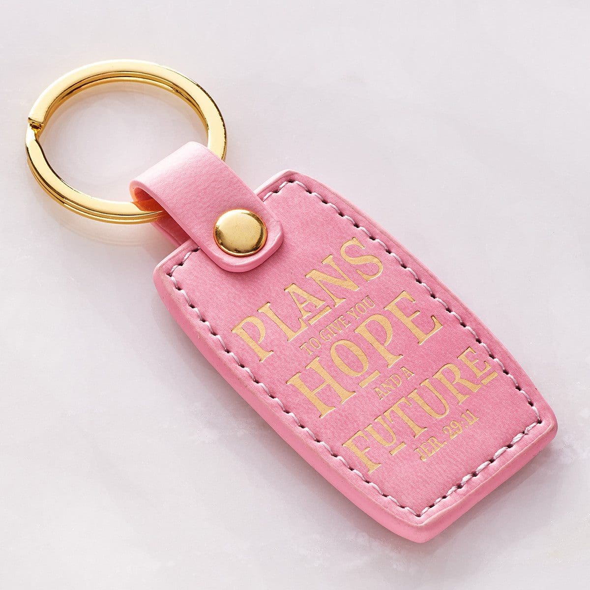 1220000130173_feature1 Plans To Give You Hope And A Future Faux Leather Key Ring - Jeremiah 29:11 - Image 3