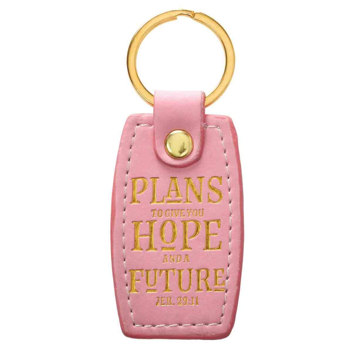 1220000130173_front Plans To Give You Hope And A Future Faux Leather Key Ring - Jeremiah 29:11 - Image 1
