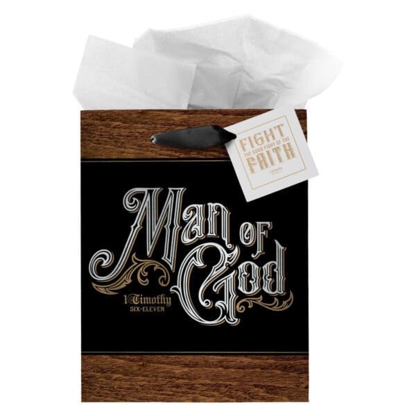 Man Of God Medium Gift Bag With Gift Tag - 1 Timothy 6:11 - Image 9