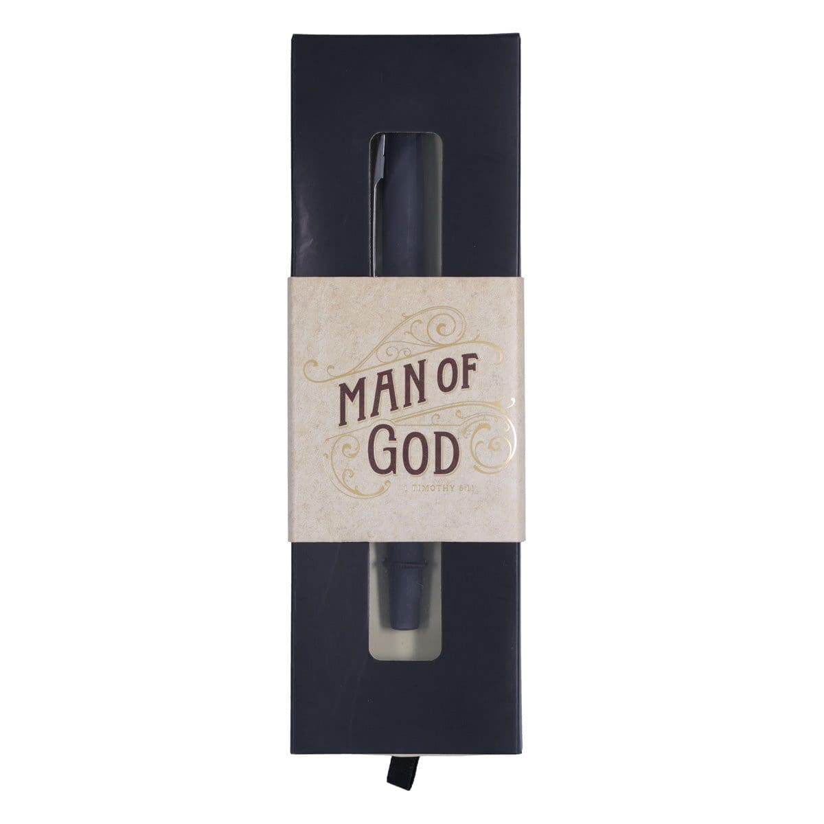 1220000324503_front Man of God Black Pen in Gift Box - Image 1