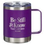 Be Still and Know That I Am God Purple Stainless Steel Camp Style Mug - Image 9