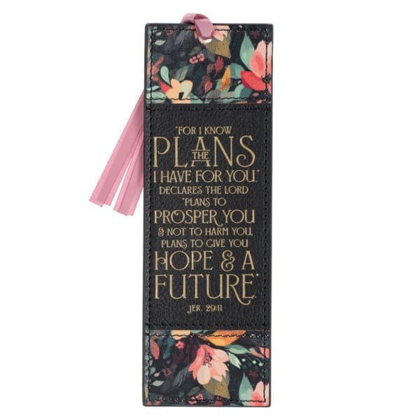 For I Know the Plans I Have For You Black Faux Leather Bookmark - Image 5