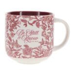 Be Still & Know Ceramic Mug with Burgundy Interior - Image 11