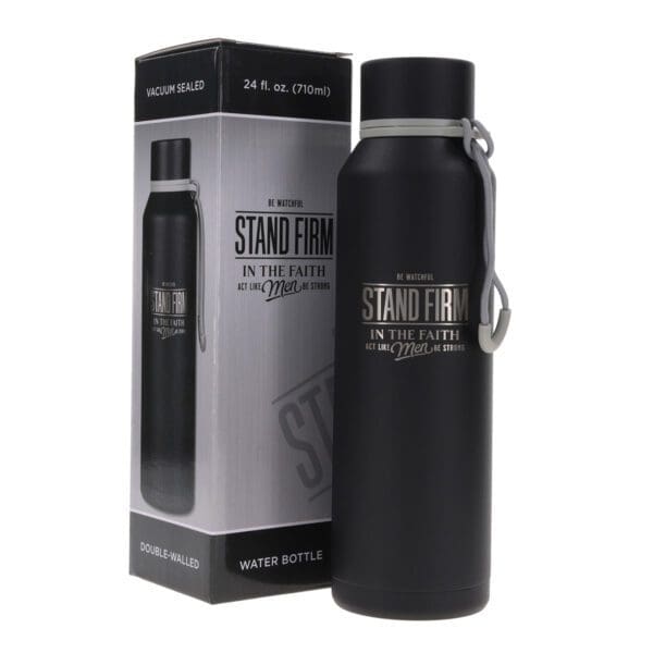 Stand Firm Black Stainless Steel Water Bottle - Image 10