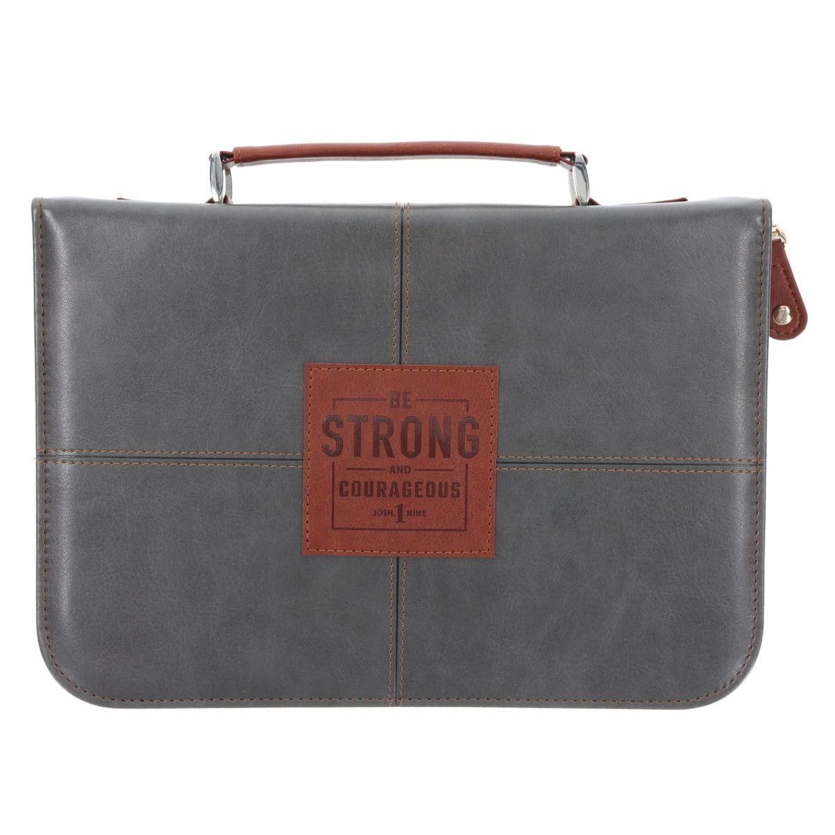 1220000327139X_front Strong and Courageous Faux Leather Bible Bag - Image 5
