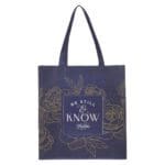 Be Still and Know Navy Non-Woven Tote Bag - Image 4