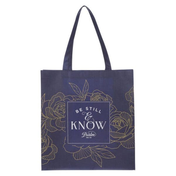 Be Still and Know Navy Non-Woven Tote Bag - Image 4
