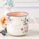 Be Still and Know Floral Ceramic Mug with Peach Interior - Image 3