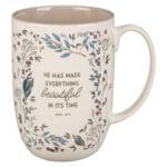 He Has Made Everything Beautiful in Its Time Cream Ceramic Mug with Brown Interior - Image 7