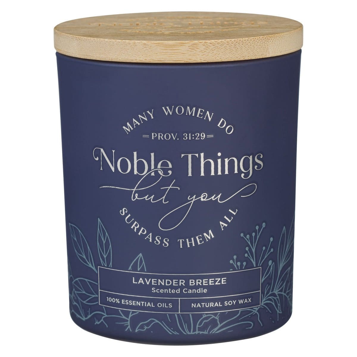 1220000328266_front Many Women Do Noble Things but You Surpass Them All Lavender Breeze Scented Candle with Bamboo Lid - Image 13