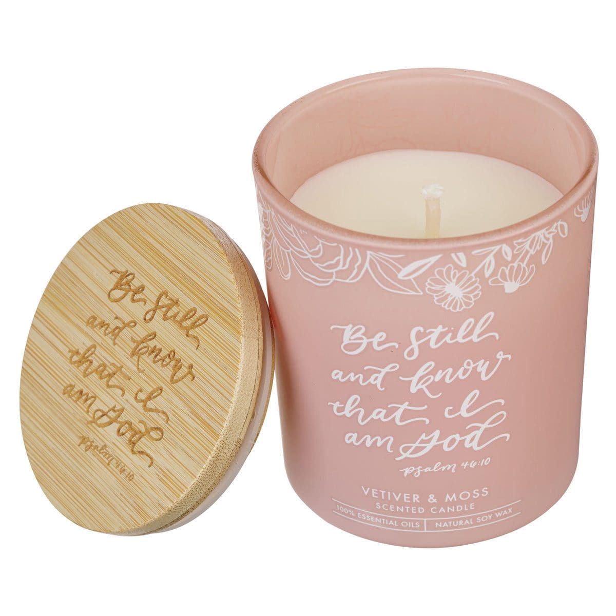 1220000328303_feature3 Be Still and Know That I Am God Vetiver and Moss Scented Candle with Bamboo Lid - Image 16