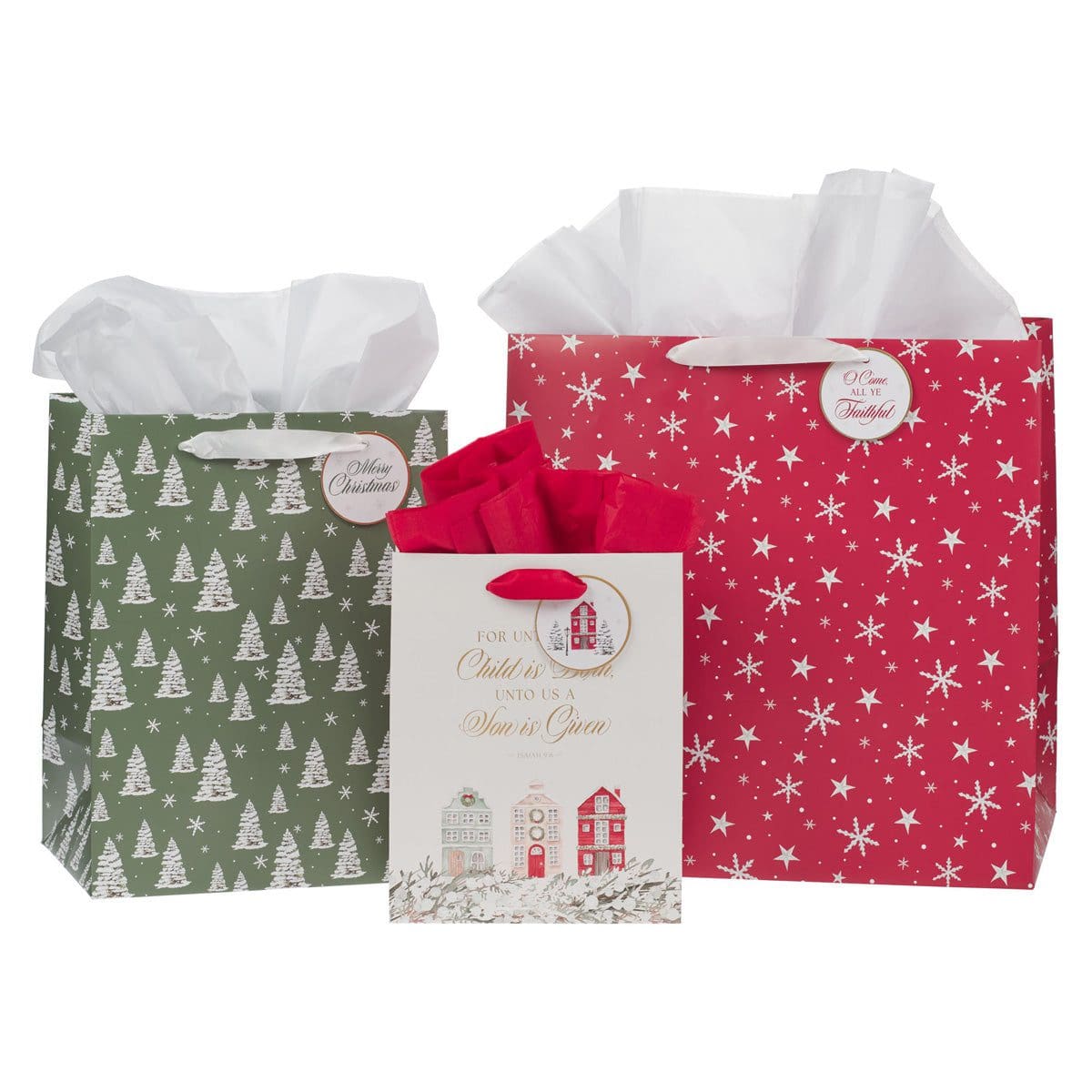 1220000328471_front Home for Christmas Three-Piece Gift Bag Set - Image 1