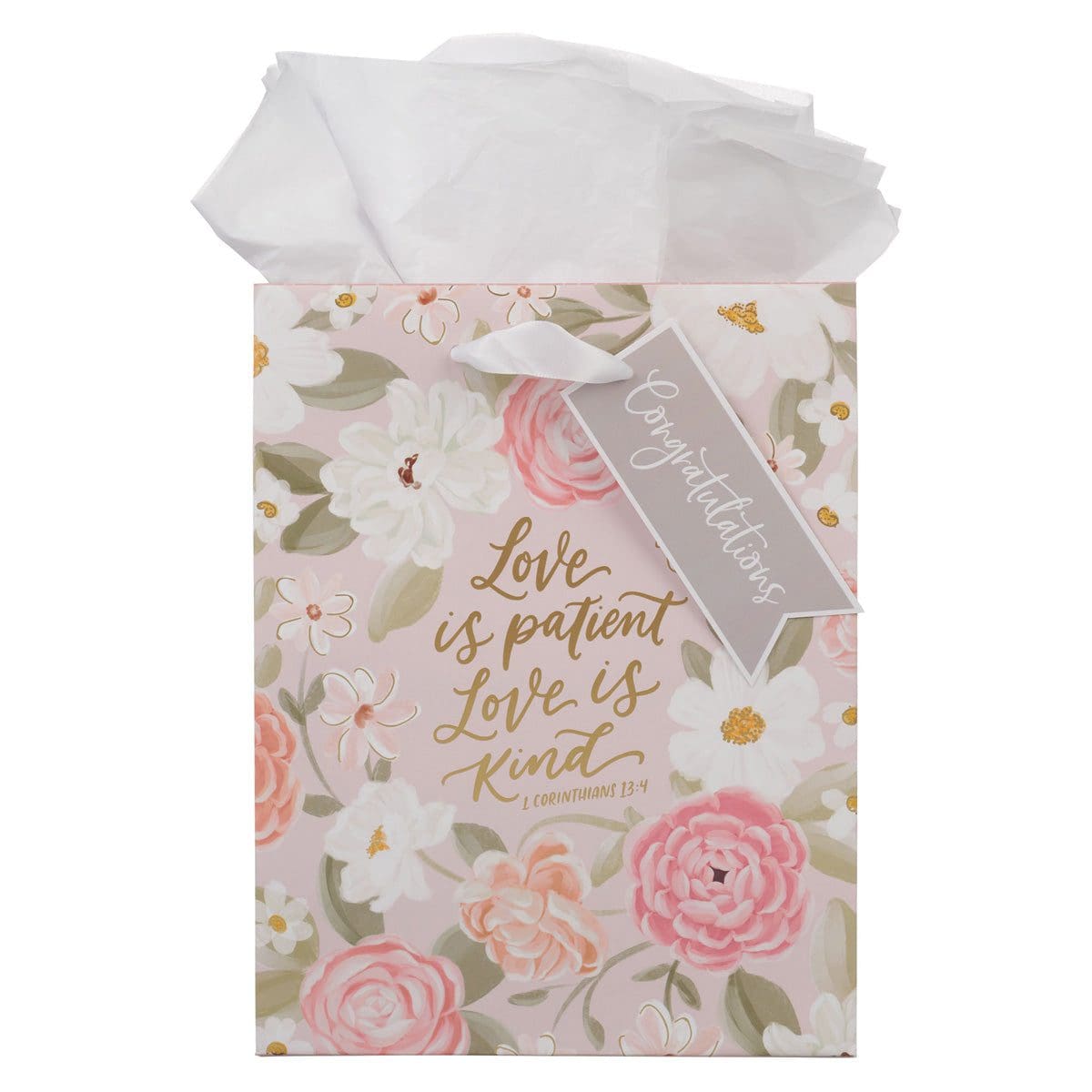 1220000329669_front Love Is Patient Love Is Kind Medium Gift Bag with Gift Tag - Image 1