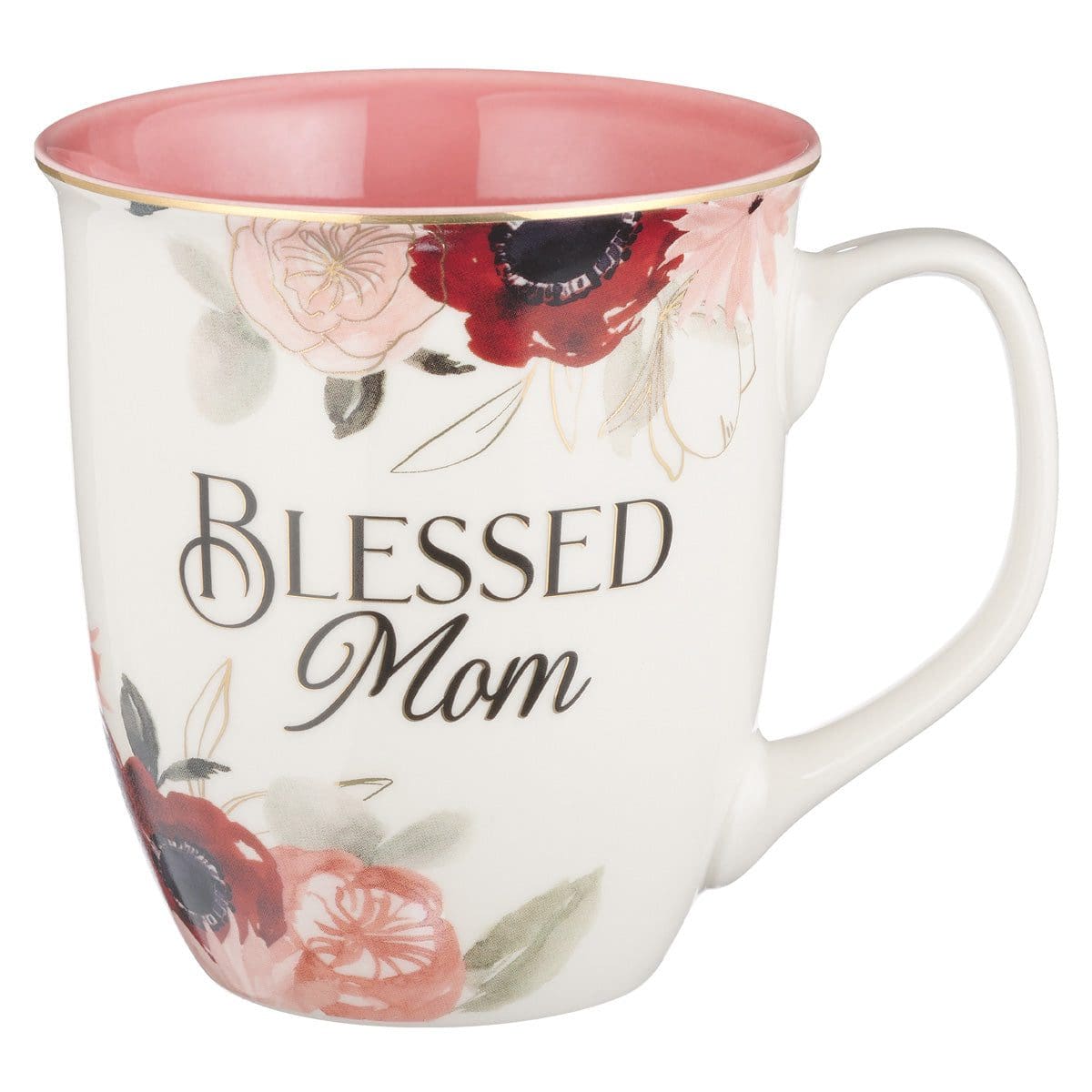 1220000370821_front Blessed Mom Pink Floral Ceramic Mug with Pink Interior - Image 13