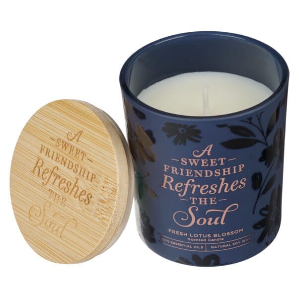 A Sweet Friendship Refreshes the Soul Lotus Blossom Scented Candle with Bamboo Lid - Image 16