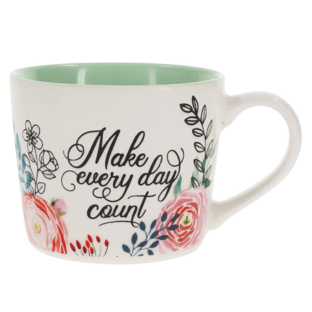1220000371095_front Make Every Day Count Ceramic Mug with Green Interior - Image 5